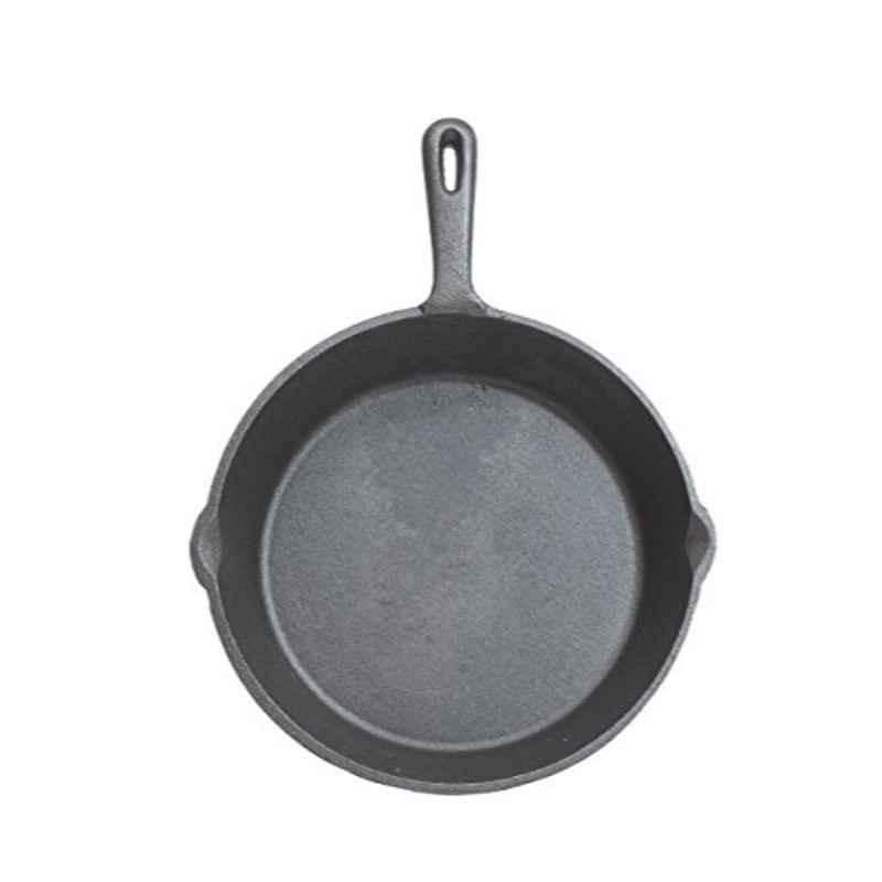 Kitchencraft KCCIRDPLN 24cm Cast Iron Black Round Deluxe Grill Pan