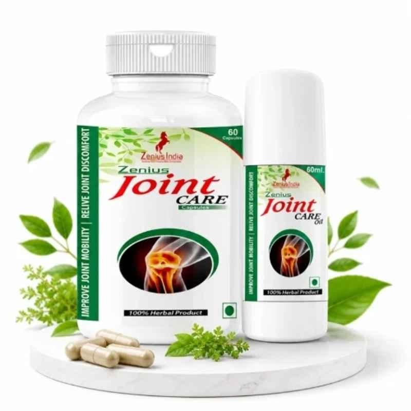 Zenius India Joint Care 60 Pcs Capsule & 60 ml Oil Kit with Salai Guggal, Ashwagandha, Lavender & Rosemary for Reduces Joint Pain, Improves Mobility & Flexibility