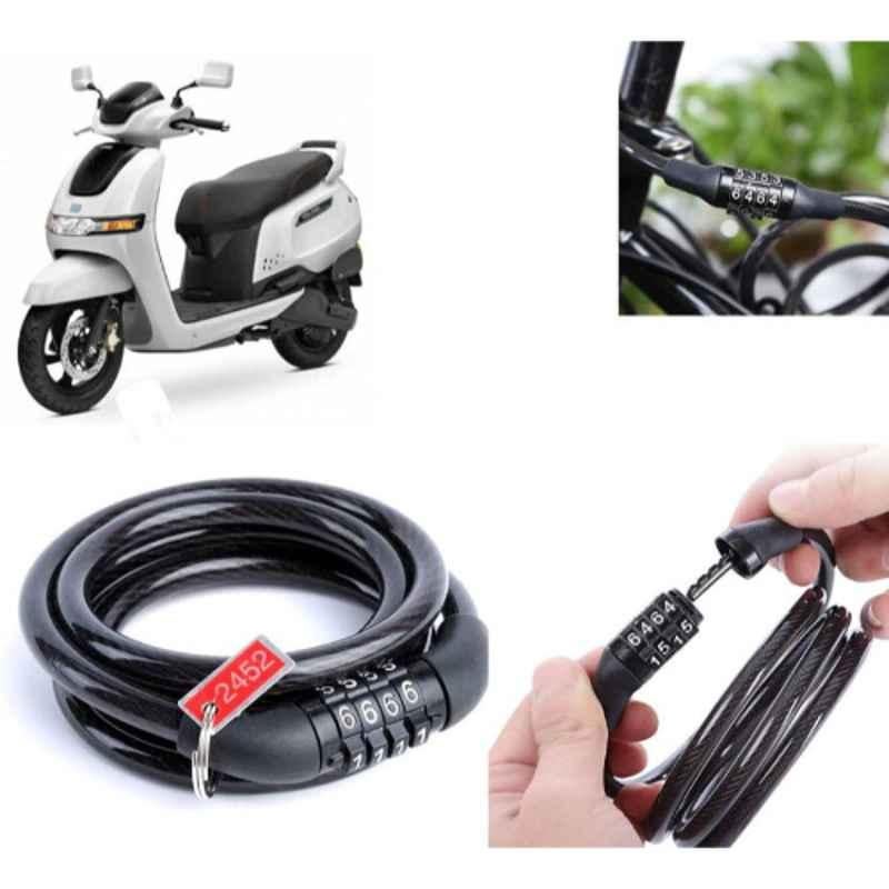 Auto Pearl PVC & Plastic Black Combination Cable Lock for iQube