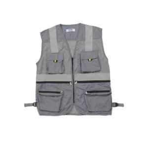 Club Twenty One Workwear Large Grey Polyester Vest Safety Jacket with Certified Reflective Extra Tape