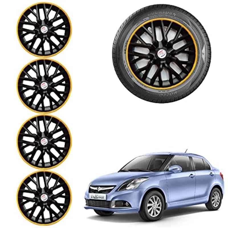Auto Pearl 4 Pcs 14 inch ABS Black & Yellow Car Wheel Cover Set for Maruti Suzuki Swift Dzire Type 3