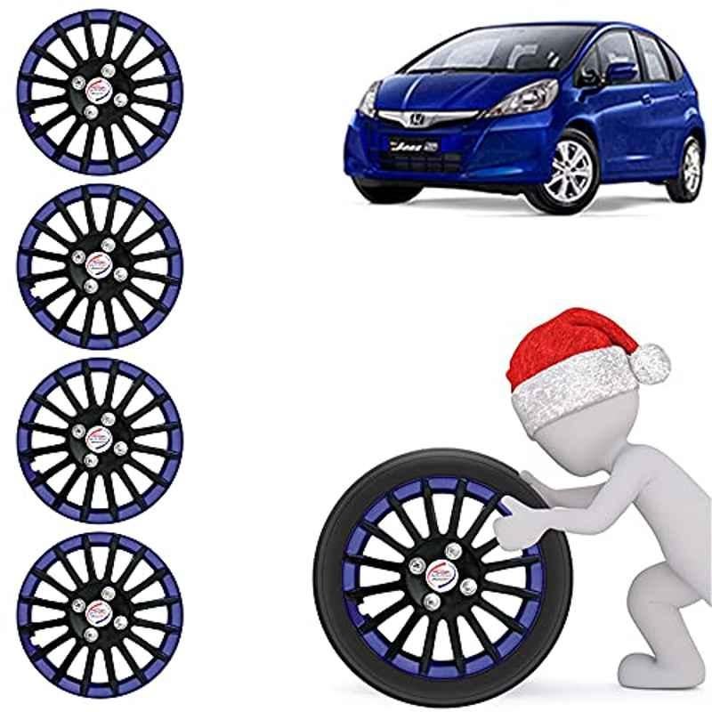 Auto Pearl 4 Pcs 14 inch ABS Black & Blue Car Wheel Cover Set for Honda Jazz S & V