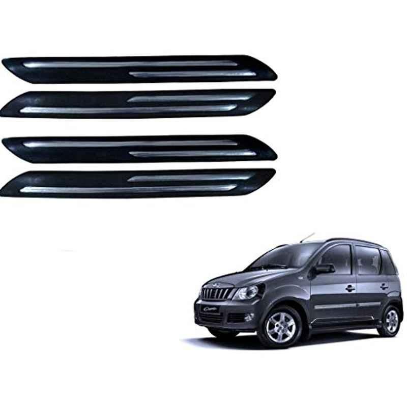 Kozdiko 4 Pcs PVC Black Double Chrome Finish Car Bumper Protector Set for Mahindra Quanto