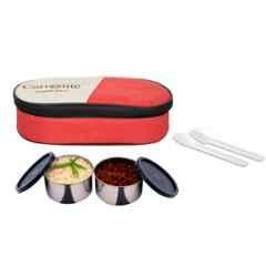 Carrolite 400ml Black & Red Stainless Steel Lunchbox, Black_002 (Pack of 2)