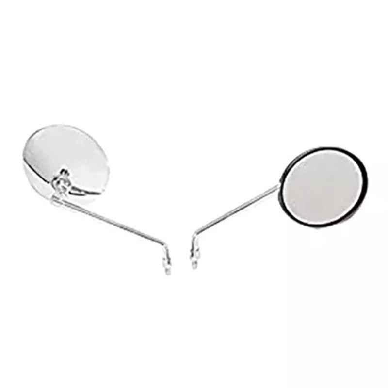 Lowrence Vehicle Specific Fit Silver Chrome Rear Royal Enfield Thunderbird_350 Rear View Mirror (Pack of 2)
