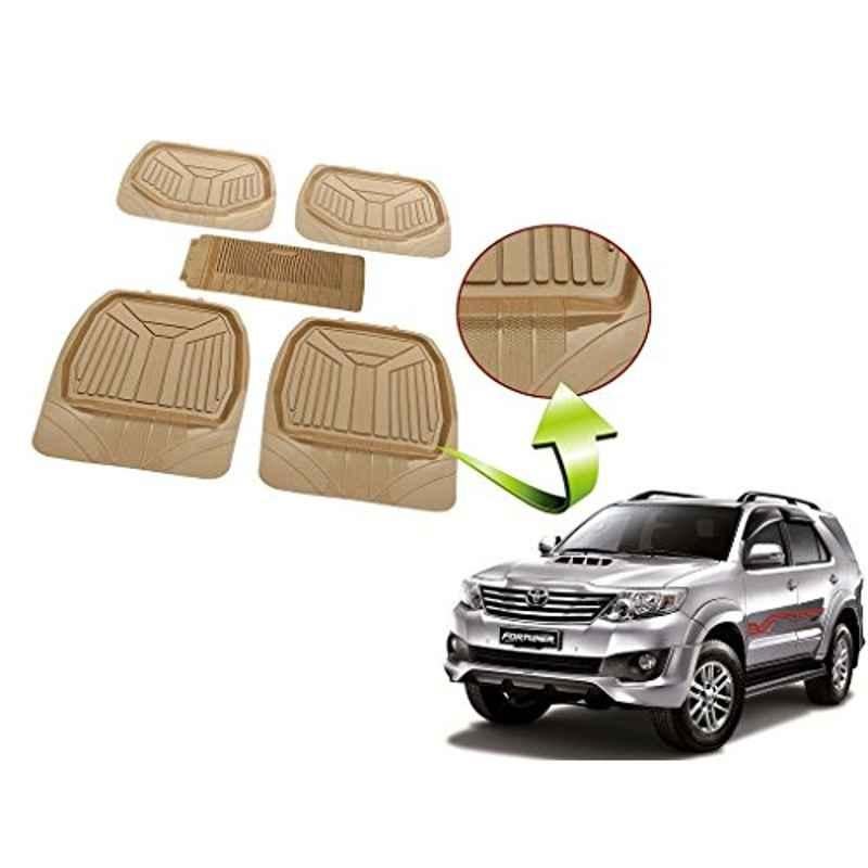 Kozdiko 5 Pcs Rubber Beige 3G Rubber Mat Set for Toyota Fortuner