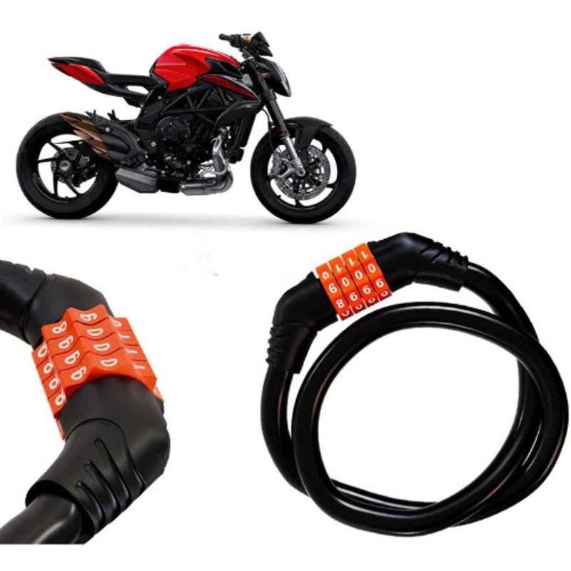 Auto Pearl Black & Orange 4 Digit Anti-Theft Combination Number Lock for Brutale