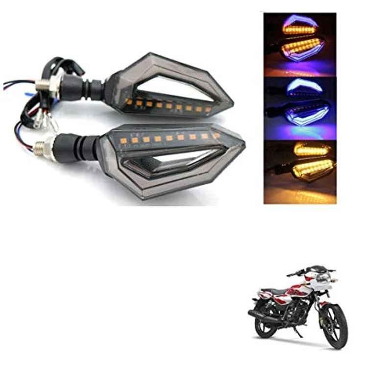 Kozdiko 4 Pcs Bike D Shaped 9 LED Front & Rear Side Turn Signal Indicator Light Set for TVS Sports