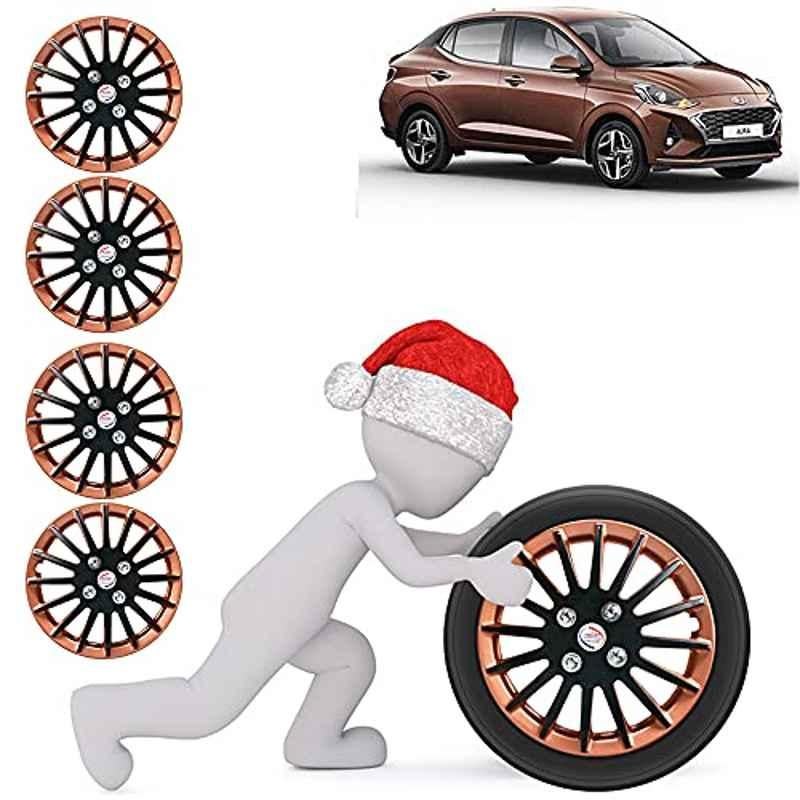 Auto Pearl 4 Pcs 15 inch ABS Camry Copper & Black Car Wheel Cover Set for Hyundai Aura