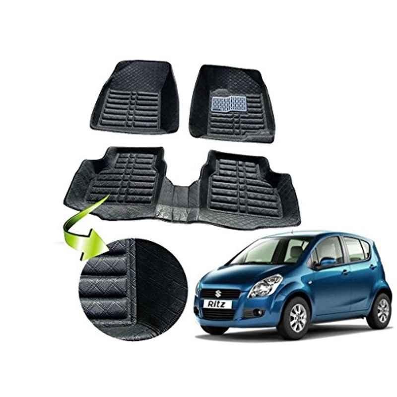 Kozdiko 3 Pcs 5D Black Car Foot Mat Set for Maruti Ritz, koz_23401