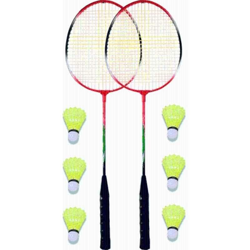 STYRKR 2 Pcs Multicolour Badminton Racket & 6 Pcs Nylon Shuttlecocks