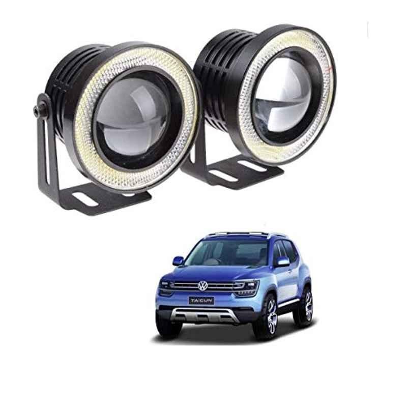 Kozdiko 2 Pcs 15W 3.5 inch High Power White LED Projector COB Fog Light Set with White Angel Eye Ring for Tiguan, koz_89312