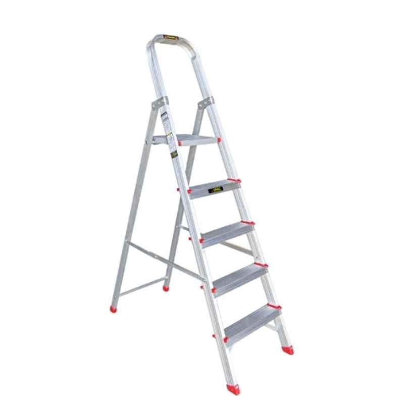 EMAC 5.18ft 5 Step Aluminium Silver Anti Slip Folding ESL Ladder, ESL-5