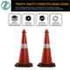 Ladwa 750mm Red & Black PVC Traffic Safety Cones with Reflective Strips Collar (Pack of 2)