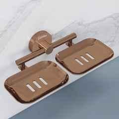 Plantex Galaxy 304 Grade Stainless Steel Rectangular Double Soap Holder for Bathroom/Soap Stand/Soap Holder/Soap Storage/Bathroom Accessories PVD Rose Gold