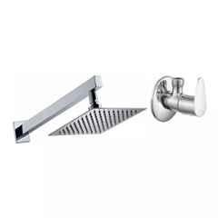 Fastgear 2 Pcs Fusion Stainless Steel Silver Chrome Finish Faucet Set with Shower, FG2363