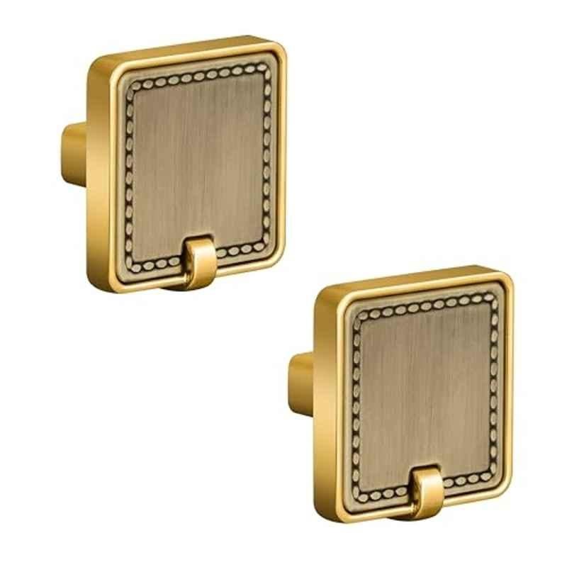 Plantex Knobs for Drawers/Drawer Knobs/Square Knob for Cabinets/Pull-Push Knob for Kitchen/Bedroom/Drawer (Pack of 2) Antique Brass & Gold