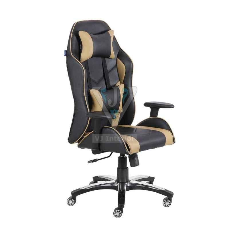 VJ Interior 21x19 inch Black & Cream Leatherette Gaming Any Time Chair, VJ-2004