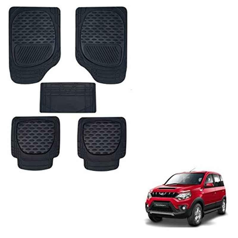 Kozdiko 6255 5 Pcs Rubber & PVC Black Heavy Car Foot Mat Set for Mahindra NuvoSport