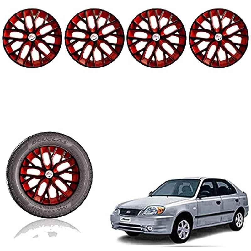 Auto Pearl 14 inch ABS Black & Red Car Hub Cap Wheel Cover for Accent