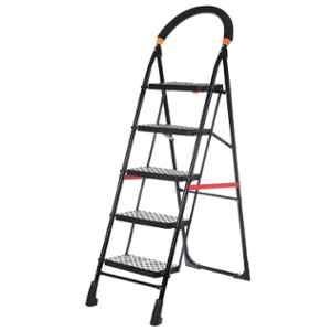 Inaithiram SL5SN 150kg 5 Step CRC Black Powder Coated Foldable Step Ladder with Anti Slip & Safety Clutch Lock