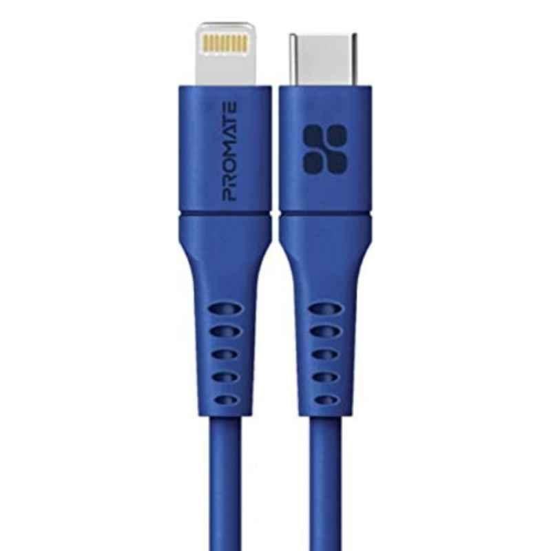 Promate PowerLink-200 200cm Silicone Blue USB-C to Lightning Fast Charging Cable