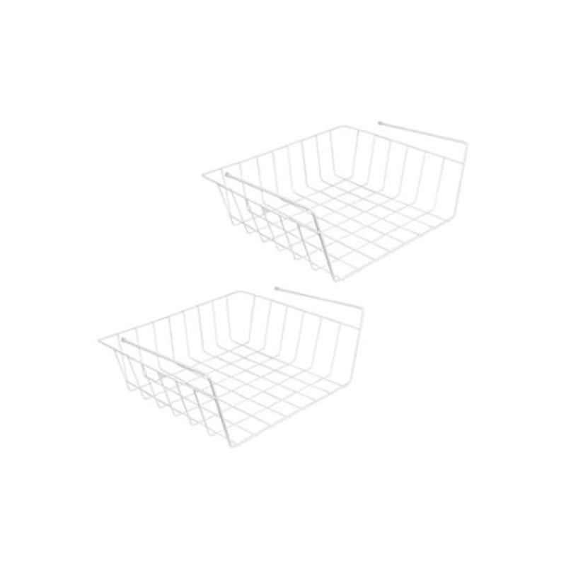 12x13x5.4 inch White Under Shelf Basket (Pack of 2)
