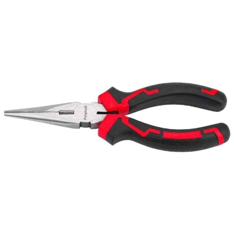 Polymak 6 inch High Carbon Steel Heat Treated Heavy Duty Long Nose Plier, HT-P-LNP-6
