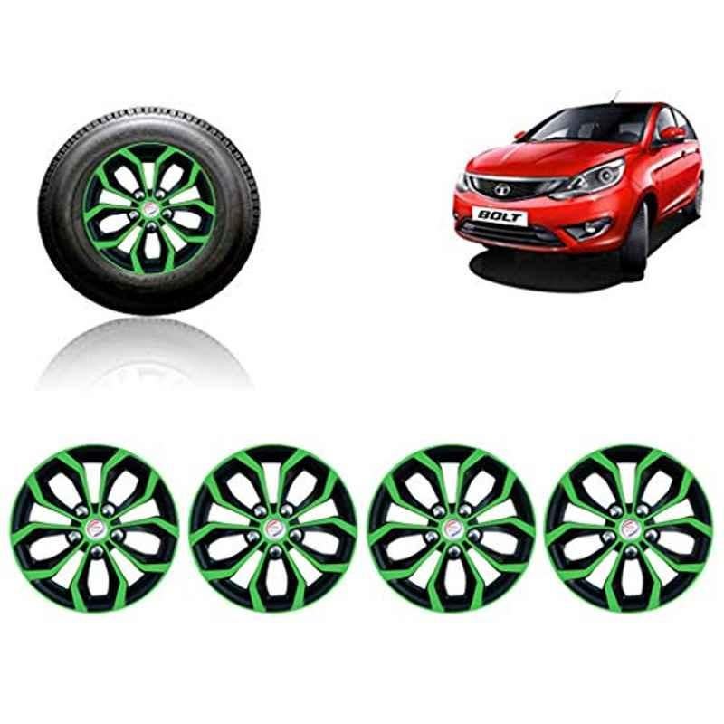 Auto Pearl 4 Pcs 14 inch ABS Green & Black Car Wheel Cover Set for TATA Bolt