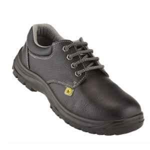 Neosafe Edge ESD A7009 Leather Low Ankle Steel Toe Black Work Safety Shoes, Size: 9