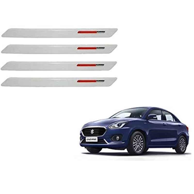 Kozdiko 4 Pcs White & Red Designer Car Bumper Protector Set for Maruti Suzuki Swift Dzire 2017