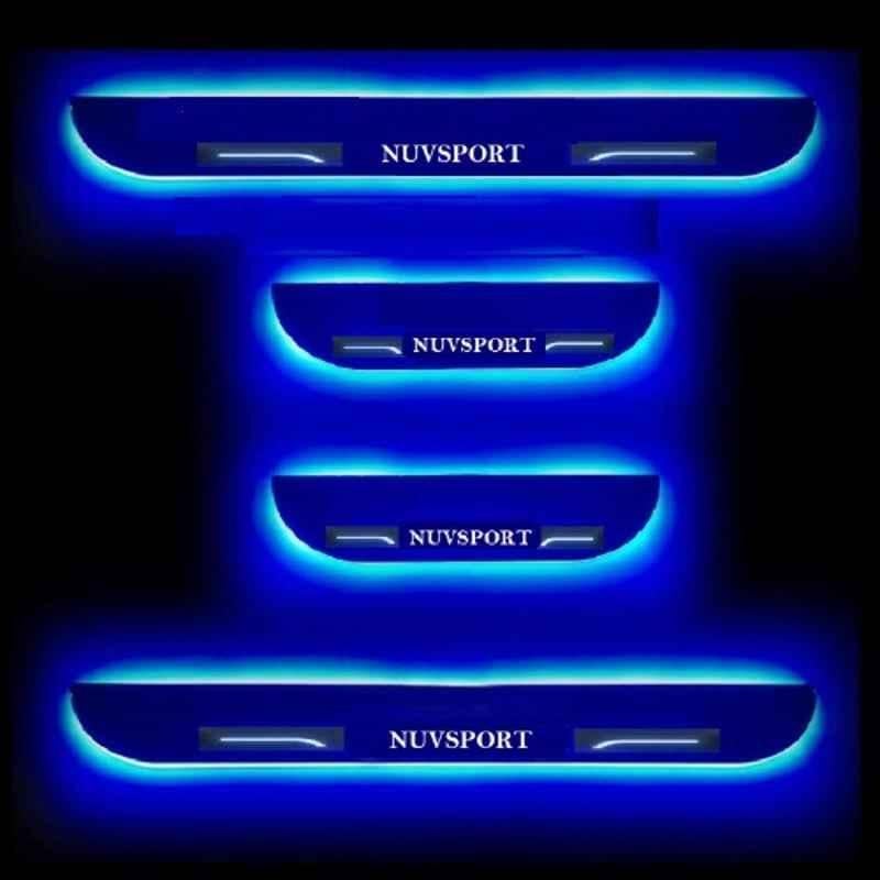 Car Accessories Hub 4 Pcs Acrylic Black Sill Scuff Plate Set with Blue LED for Mahindra NuvoSport All Model-picture-29