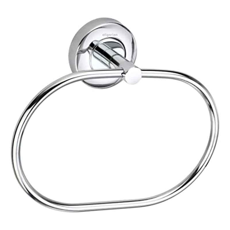 Aligarian Stainless Steel Polished Finish Wall Mounted Ovel Round Base Towel Ring