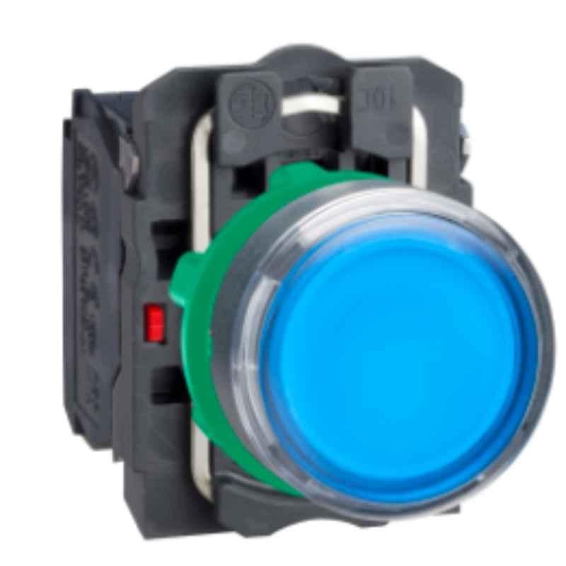 Schneider Harmony 1NO+1NC Plastic Blue Flush Illuminated Spring Return Push Button, XB5AW36M5