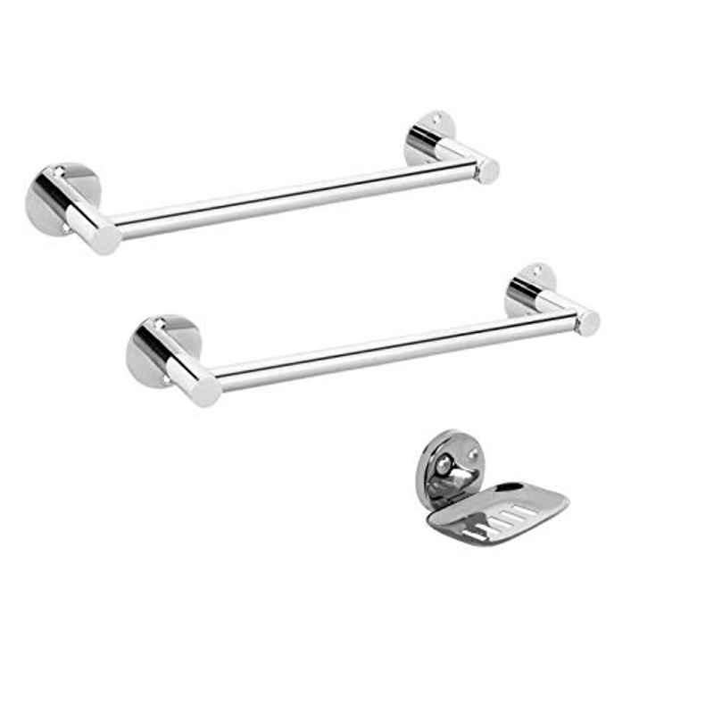 Zesta 3 Pcs 24 inch Stainless Steel Chrome Finish Towel Bar & Soap Dish Set