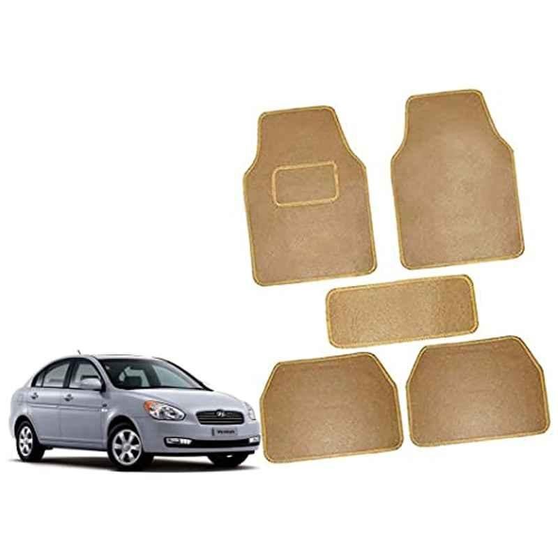 Auto Pearl 5 Pcs Polyester Beige Car Floor Carpet Set for Hyundai Verna Type1 2006