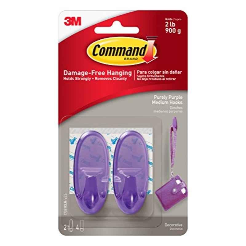 Command 17091CLR-VES Purple Hook with Strip, Size: Medium