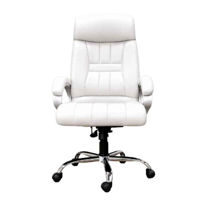 Aayra Leatherette White High Back Armrest Ergonomic Office Chair, FIRE 1090