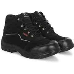 Ozarro Suede Leather Steel Toe Black Safety Shoes, S4448, Size: 8