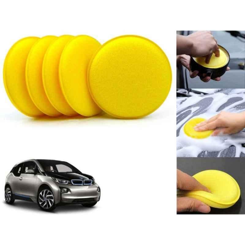 Auto Pearl Polyurethane Beige Washing & Waxing Polish Foam Sponge for i3 (Pack of 5)