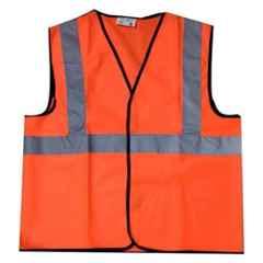 SSWW 120 GSM Orange Polyester & Mesh Fabric Fine Quality Safety Jacket with 2 inch Net Reflective Tape (Pack of 10)
