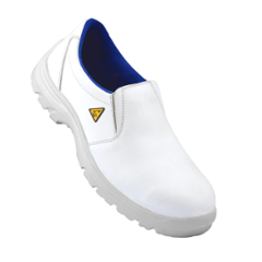 Euro Security Aqua Microfiber Steel Toe Washable White Slip-On Safety Shoes with PU Sole, Size: 9