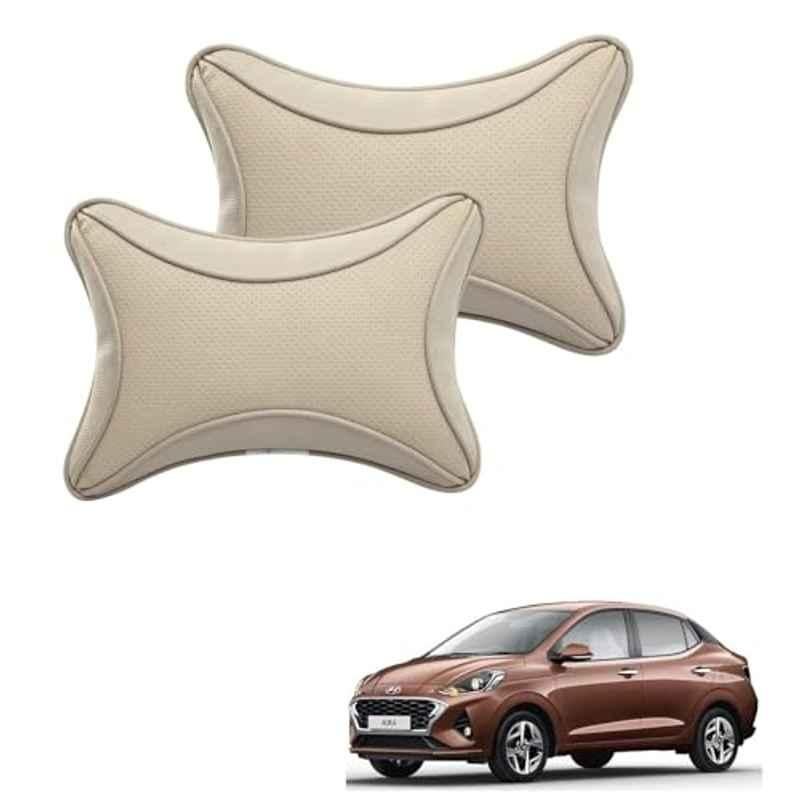 Kozdiko 2 Pcs Beige Dots Neck Rest Pillow Set for Hyundai Aura