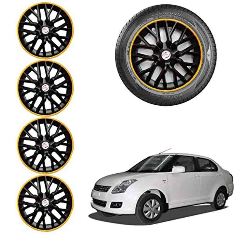 Auto Pearl 4 Pcs 14 inch ABS Black & Yellow Car Wheel Cover Set for Maruti Suzuki Swift Dzire Type 1