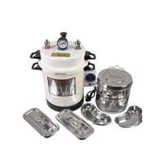Florix Nation 13 Litre 1kW Epoxy Finish Pressure Cooker Type Electric Autoclave with Sterilizer Drum, Kidney & Instrument Trays, EOTO40505