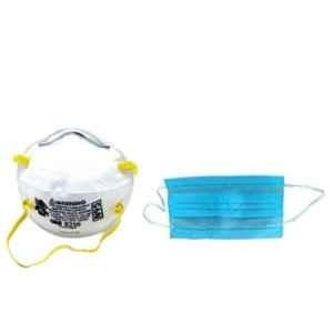 3M 8210 NIOSH N95 Particulate Respirator Mask (Pack of 2) & Generic 3 Ply Disposable Face Mask with Elastic Ear Loops (Pack of 100)