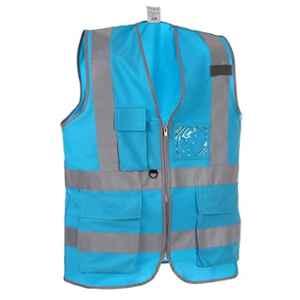 Evion ES-032-SB-XL Polyester Sky Blue Reflective Safety Jacket, Size: XL (Pack of 50)