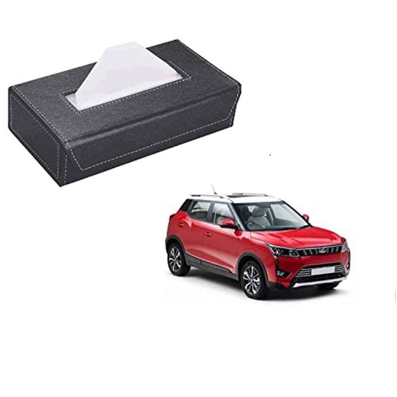 Kozdiko 100 Pulls PU Leather Grey Car Tissue Paper Box with 200 Sheets for Mahindra XUV 300
