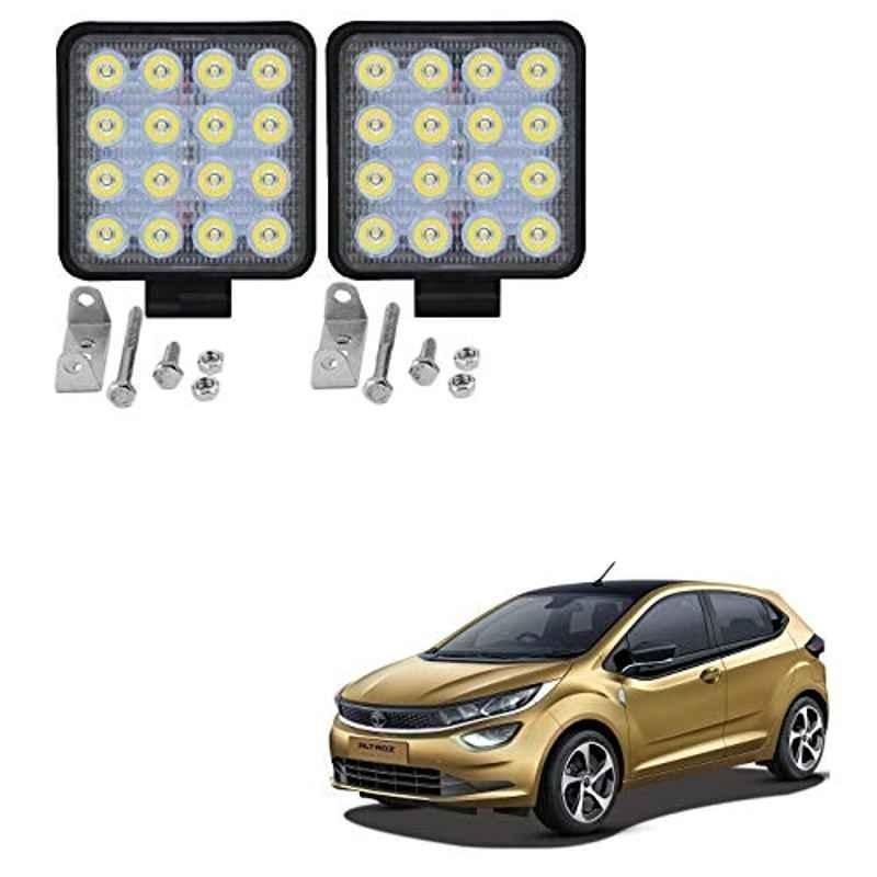 Kozdiko 2 Pcs 48W 16 LED White Bright Beam Square Fog Light Set for Tata Altroz, koz_92640