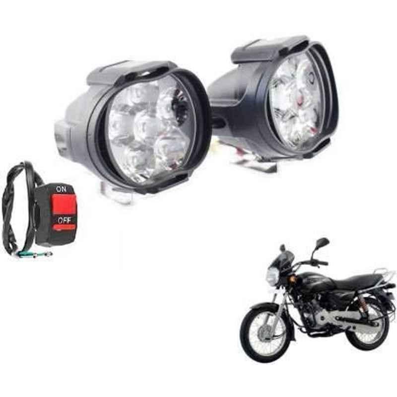 RA Accessories 2Pc Black 12W 6 LED Waterproof Fog Light & On/Off Handlebar Switch Set for Motorcycle Jeep SUV Car and Truck